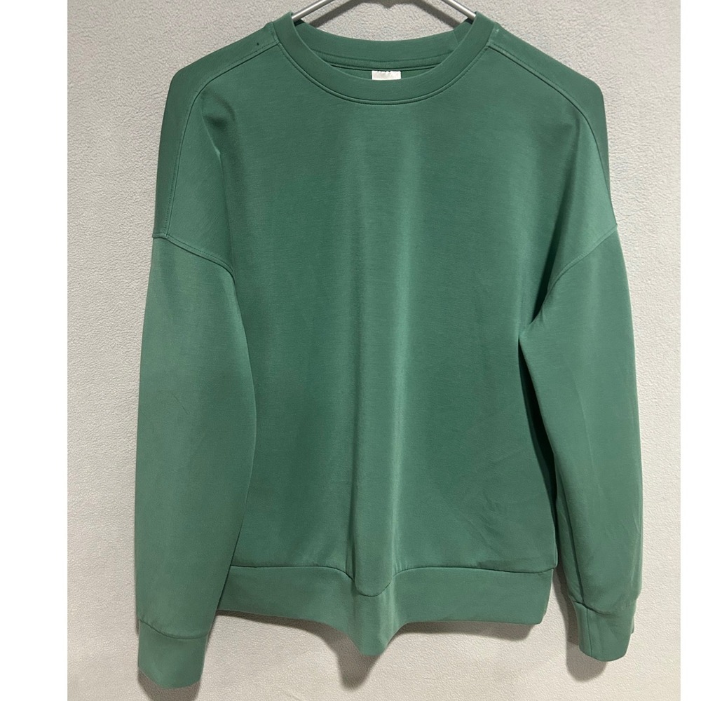 Member's Mark Luxe Crew Sweatshirt Women S Green Modal Blend Drop Shoulder Pleat